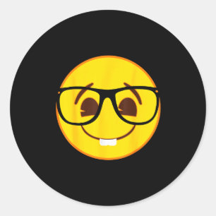 Official Emoji Nerd Gles Yellow Smile Face Classic Round Sticker