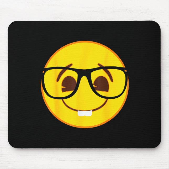 Official Emoji Nerd Gles Yellow Smile Face  Mouse Pad (Front)