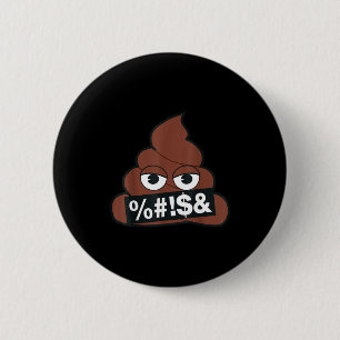 Official Emoji Poop Censored Yellow Smile Face  Button