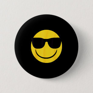 Official Emoji Retro Sungles Yellow Smile Face  Button