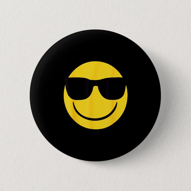 Official Emoji Retro Sungles Yellow Smile Face  Button (Front)