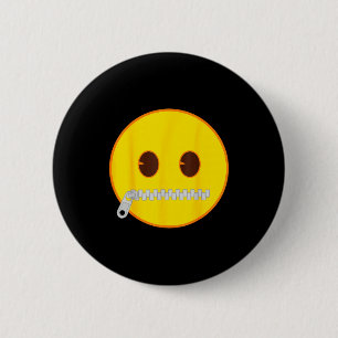 Official Emoji Zip Zipper Mouth Yellow Smile Face Button