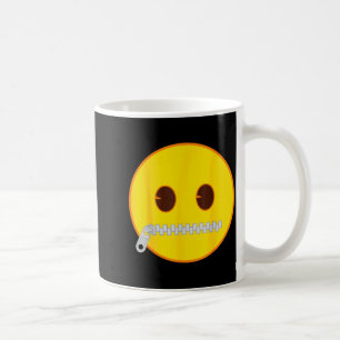 Official Emoji Zip Zipper Mouth Yellow Smile Face Coffee Mug