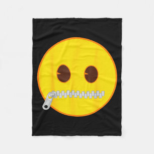 Official Emoji Zip Zipper Mouth Yellow Smile Face  Fleece Blanket