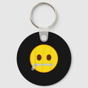 Official Emoji Zip Zipper Mouth Yellow Smile Face Keychain