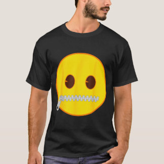 Official Emoji Zip Zipper Mouth Yellow Smile Face T-Shirt