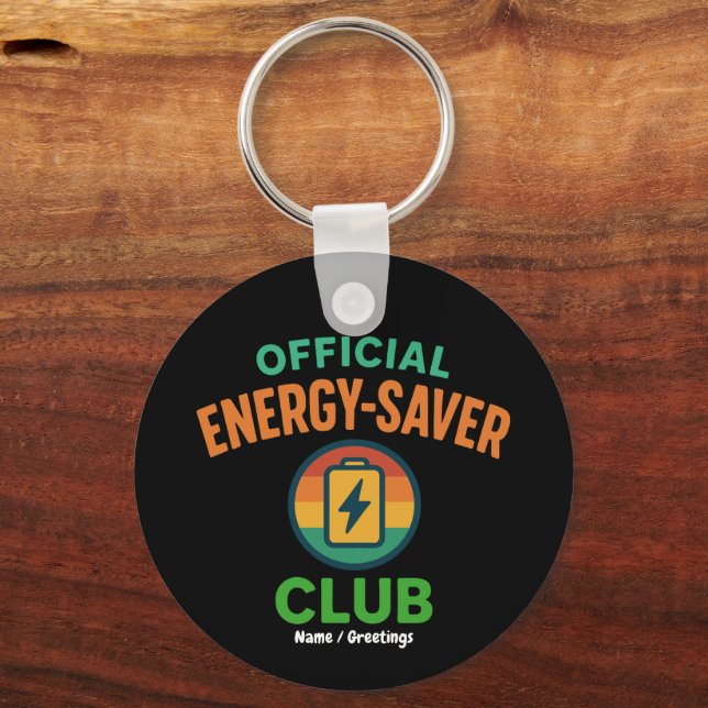 Official Energy-Saver Club Retro Battery Icon Fun Keychain (Front)