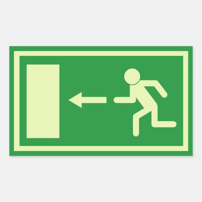 Official Euro Emergency, fire exit sign (left) Rectangular Sticker (Front)