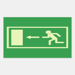 Official Euro Emergency, fire exit sign (left) Rectangular Sticker