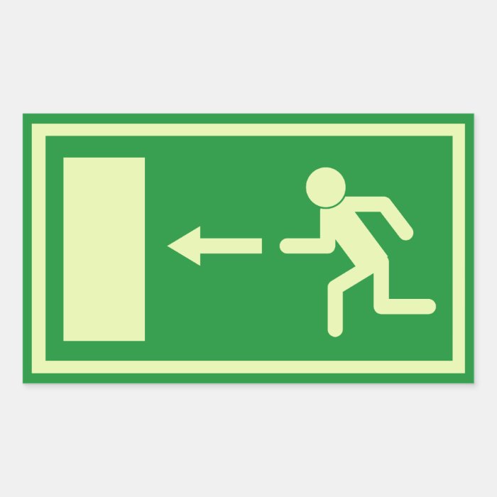Official Euro Emergency, fire exit sign (left) Rectangle Stickers