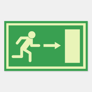 Official Euro Emergency, fire exit sign (right) Rectangular Sticker
