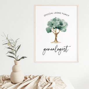 Official Family Genealogist with Tree Stylish Poster