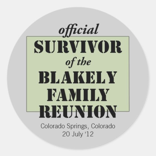 Official Family Reunion Survivor _ Colorado Classic Round Sticker