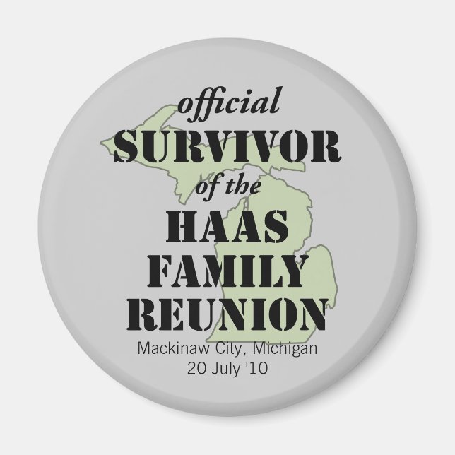 Official Family Reunion Survivor - Michigan Green Magnet (Front)