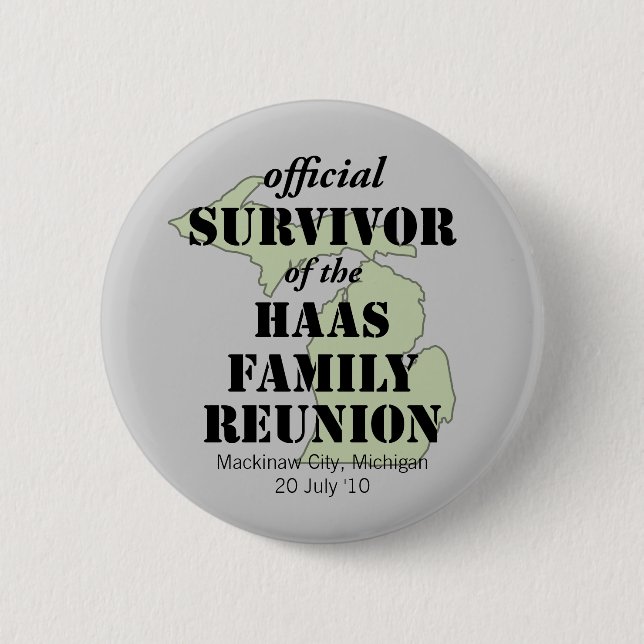 Official Family Reunion Survivor - Michigan Green Pinback Button (Front)