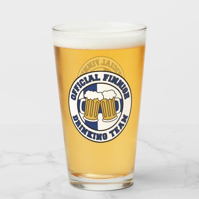 Official Finnish Drinking Team Flag Of Finland Glass (Front Filled)
