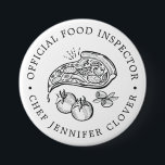Official Food Inspector | Pizza Themed Button<br><div class="desc">A funny yet classy custom event button tailored to your certified head chef of the kitchen or certified food inspector. Feel free to experiment with the different customization options. Use the customization functions to control the text size, font, and other options. Have fun being creative and making it your own....</div>