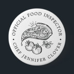 Official Food Inspector | Pizza Themed Button<br><div class="desc">A funny yet classy custom event button tailored to your certified head chef of the kitchen or certified food inspector. Feel free to experiment with the different customization options. Use the customization functions to control the text size, font, and other options. Have fun being creative and making it your own....</div>