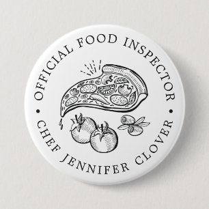 Official Food Inspector   Pizza Themed Button