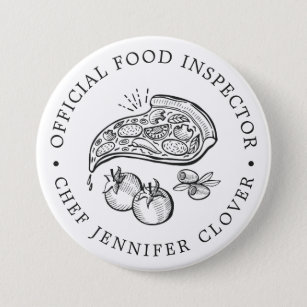 Official Food Inspector   Pizza Themed Button