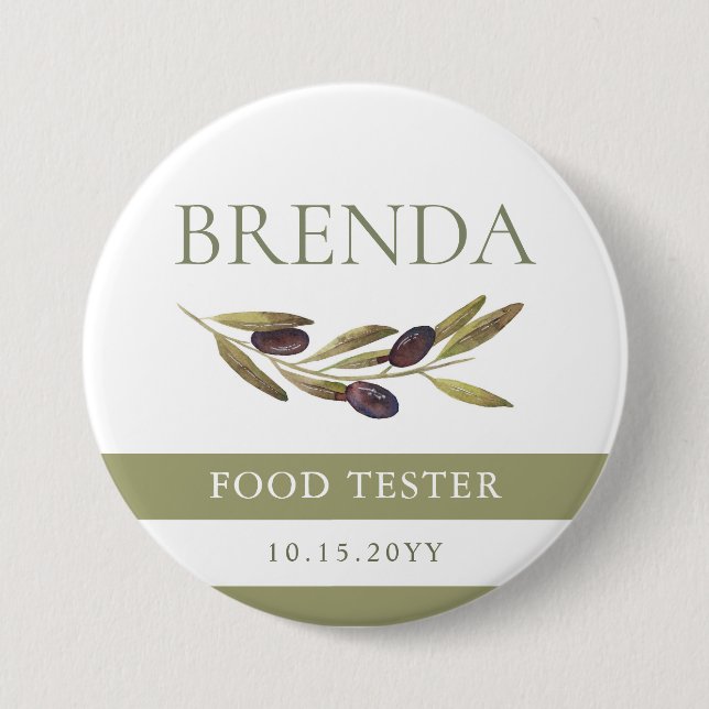 Official Food Tester Olive Branch Button (Front)