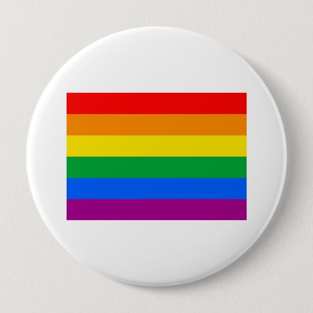 OFFICIAL GAY PRIDE FLAG PINBACK BUTTON (Front)