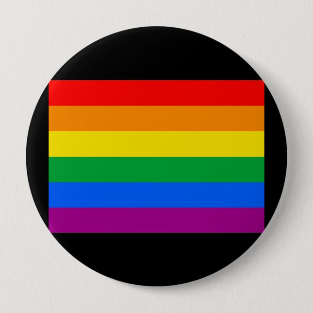 OFFICIAL GAY PRIDE FLAG PINBACK BUTTON (Front)