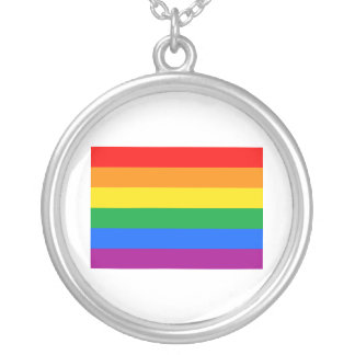 OFFICIAL GAY PRIDE FLAG SILVER PLATED NECKLACE