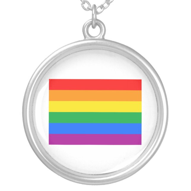 OFFICIAL GAY PRIDE FLAG SILVER PLATED NECKLACE (Front)