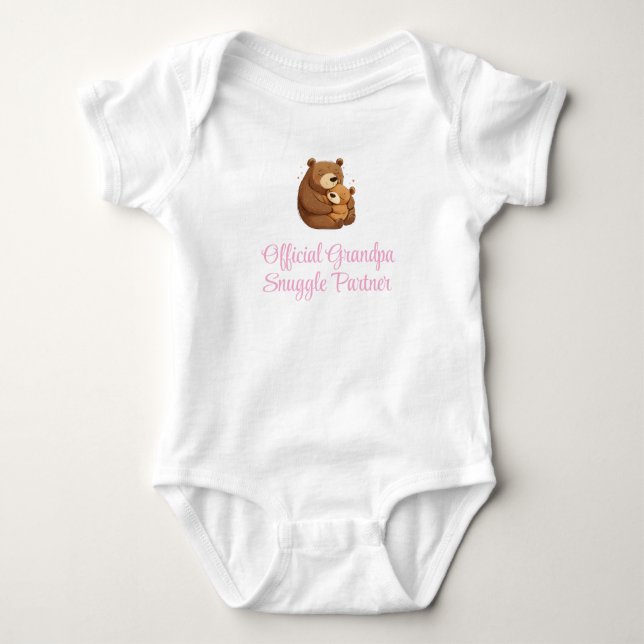 Official Grandpa Snuggle Partner, Baby Girl, Funny Baby Bodysuit (Front)