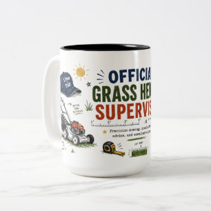 Official Grass Height Supervisor Lawn Dad Two-Tone Coffee Mug