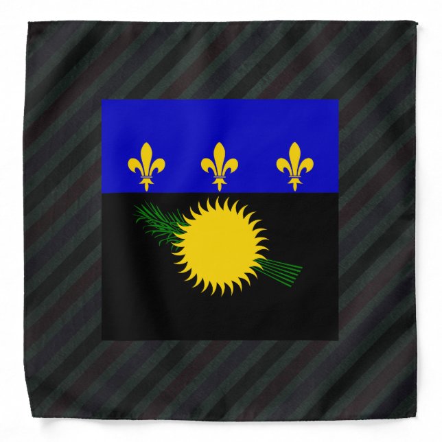 Official Guadeloupe Flag on stripes Bandana (Front)