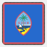Official Guam Flag on stripes Square Sticker