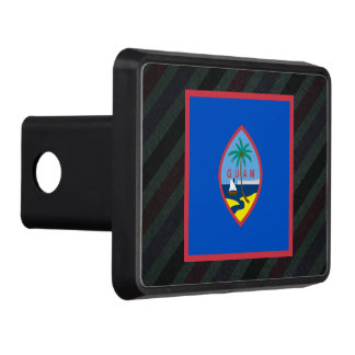 Official Guam Flag on stripes Trailer Hitch Cover