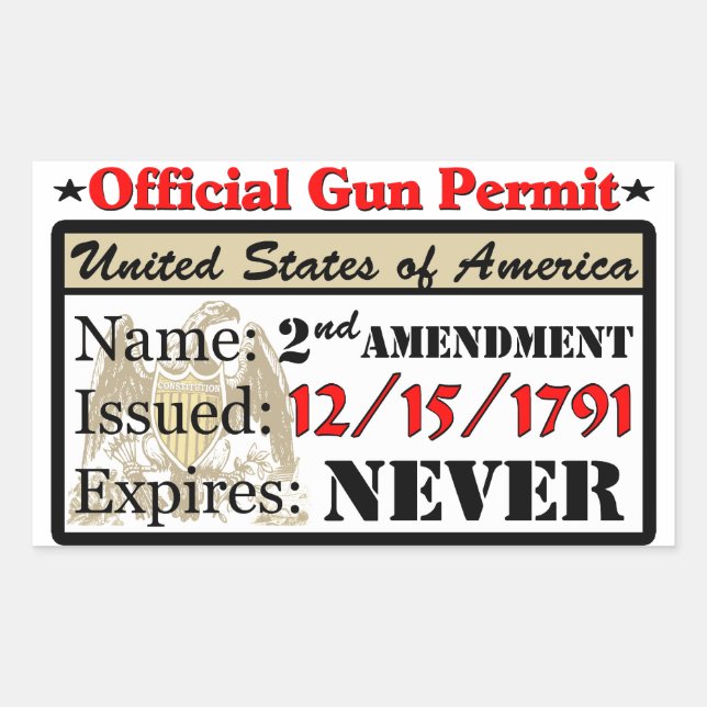 Official Gun Permit! Rectangular Sticker (Front)