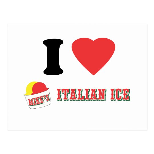 Official "I LOVE MIKE'S ITALIAN ICE" Brand Postcard