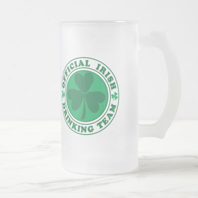 Official Irish Drinking Team Frosted Glass Beer Mug (Right)