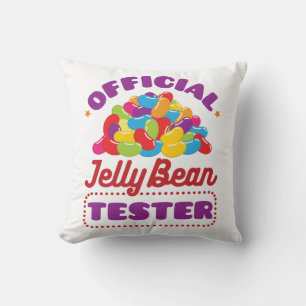 Official Jelly Bean Tester Easter Candy Throw Pillow