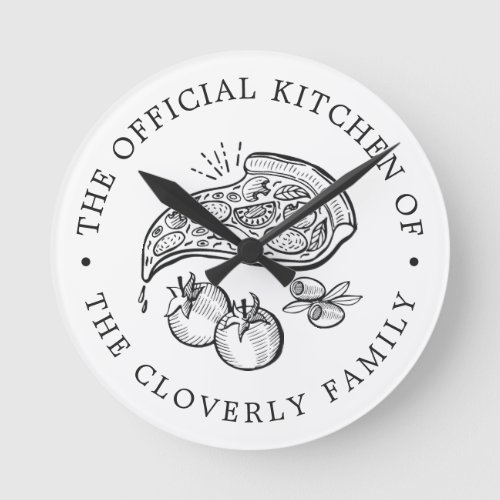 Official Kitchen  Pizza Themed  Round Clock