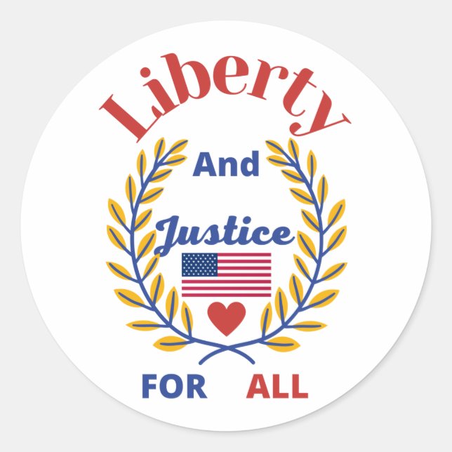 Official Liberty & Justice for All | Premium  Classic Round Sticker (Front)