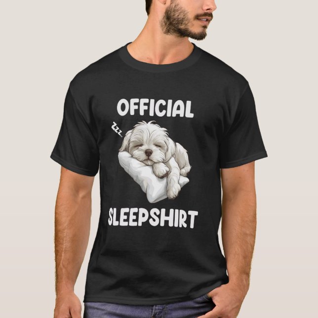 Official Maltese Sleepshirt Cute Dog Lover Pajama  T-Shirt (Front)