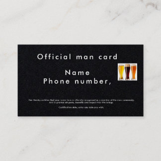 Official man card, or pickup line business card