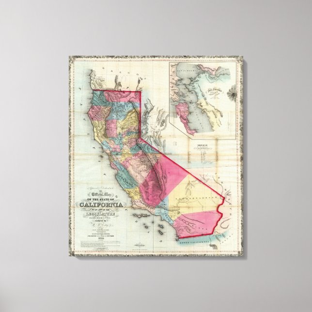 Official map of the State of California Canvas Print (Front)