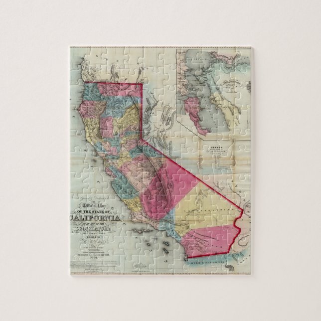 Official map of the State of California Jigsaw Puzzle (Vertical)