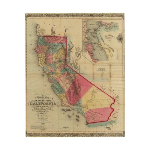 Official map of the State of California Wood Wall Decor