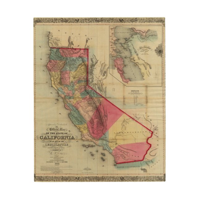 Official map of the State of California Wood Wall Decor (Front)