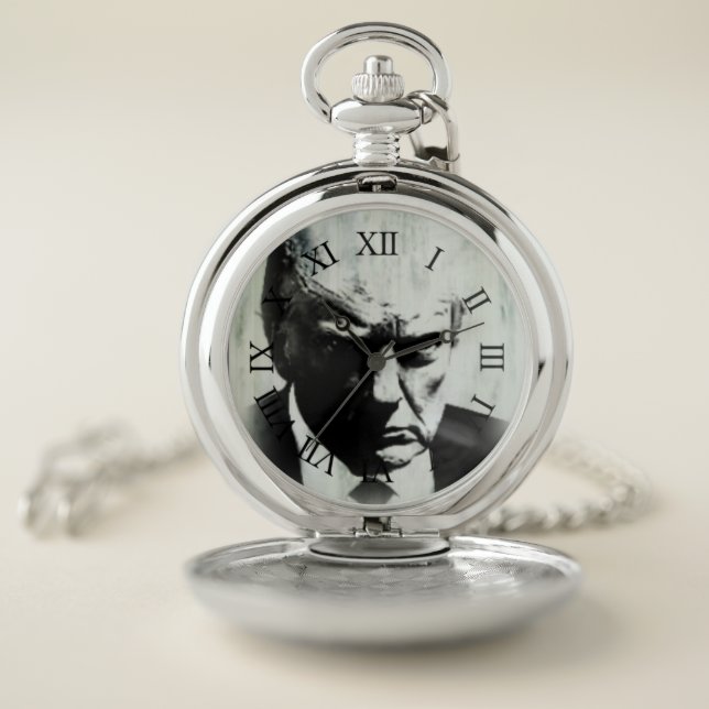 Official Mugshot Donald Trump Pocket Watch: Silver Pocket Watch (Inside)