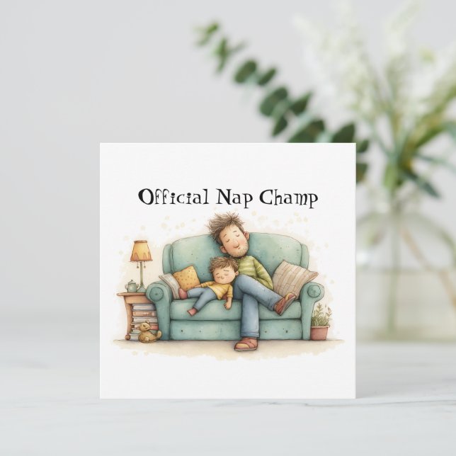 Official Nap Champ Father's Day Flat Greeting Card (Standing Front)