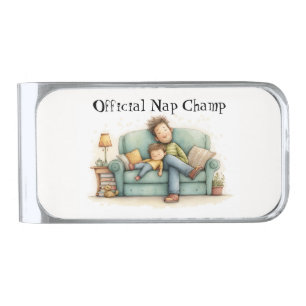 Official Nap Champ Father's Day  Silver Finish Money Clip