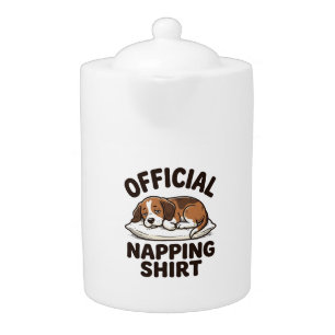 Official Napping Shirt Sleepy Dog Vintage Design_1 Teapot